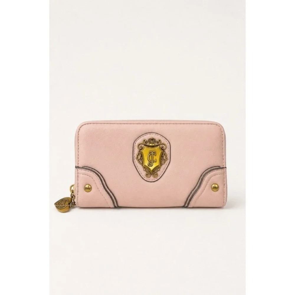 Juicy Couture Romance‎ Gusset Zip Around Wallet Blush Pink Heart Charm Y2K NEW